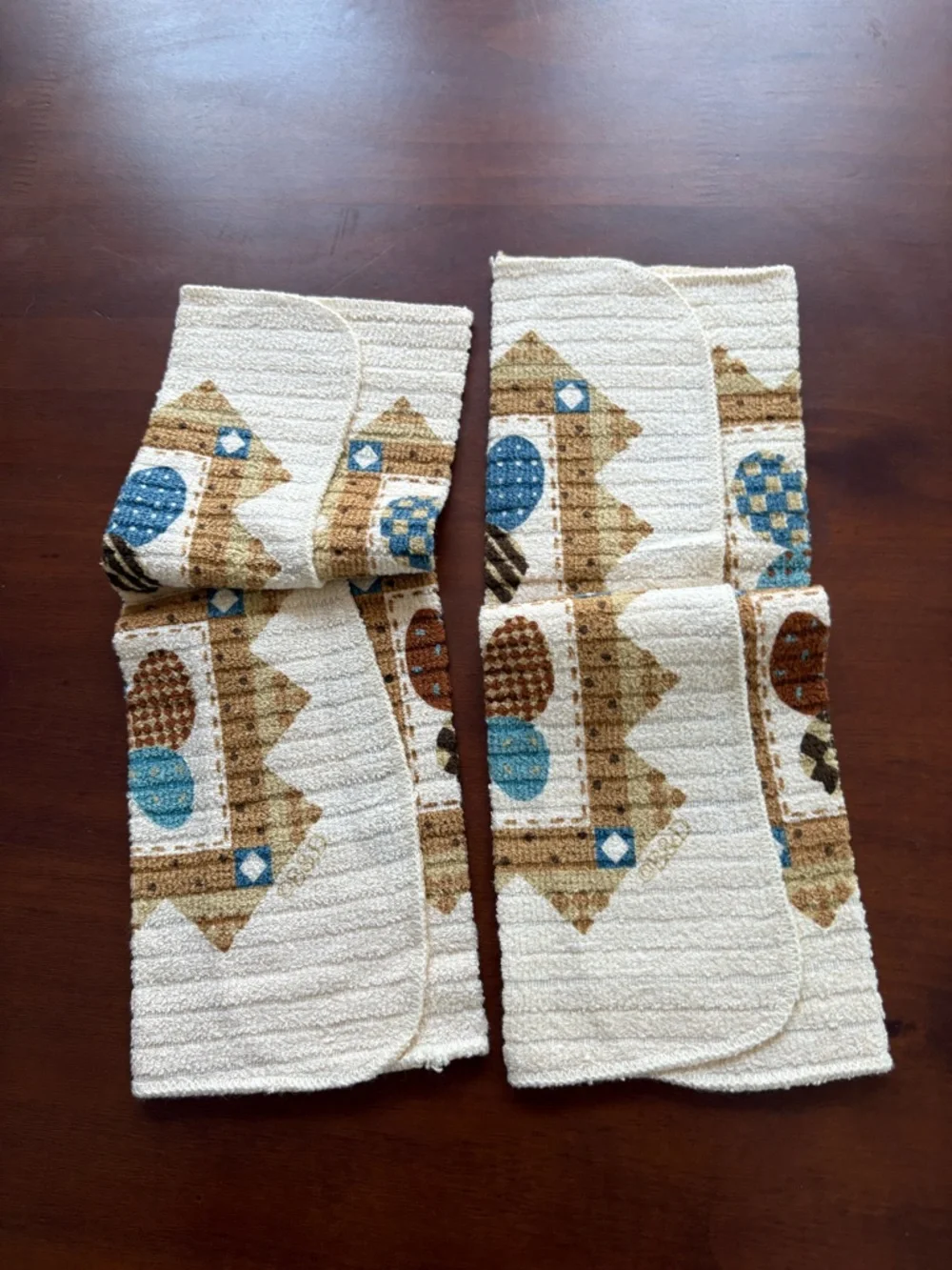 Vintage 70s washcloth terry dish cloths lot of 2 butterfly cottagecore print